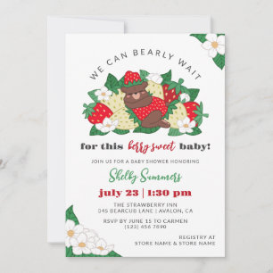 Berry Sweet Baby Red Strawberry Baby Shower Invitation