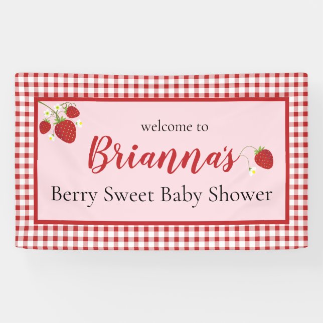 Berry Sweet Baby Shower Banner | Pink and Red (Horizontal)