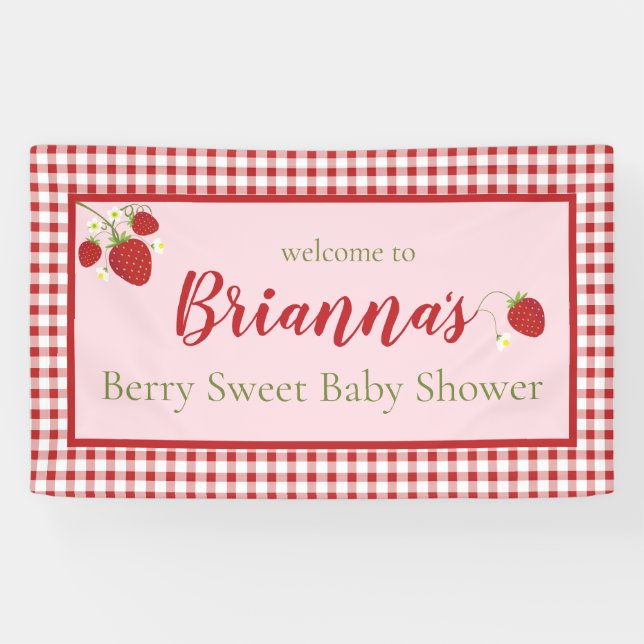 Berry Sweet Baby Shower Banner | Pink and Red (Horizontal)