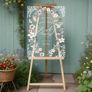 Berry Sweet Baby Shower Berries & Flowers Welcome Acrylic Sign