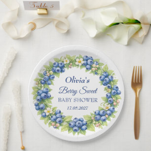 Berry Sweet Baby Shower Blueberry Baby Girl Boy Paper Plate