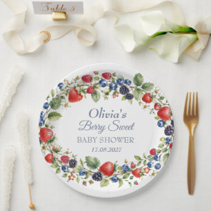 Berry Sweet Baby Shower Blueberry Baby Girl Boy Paper Plate