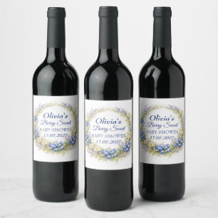Berry Sweet Baby Shower Blueberry Baby Girl Boy Wine Label