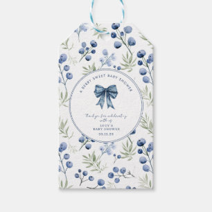 Berry Sweet Baby Shower Blueberry Bow Square Gift Tags