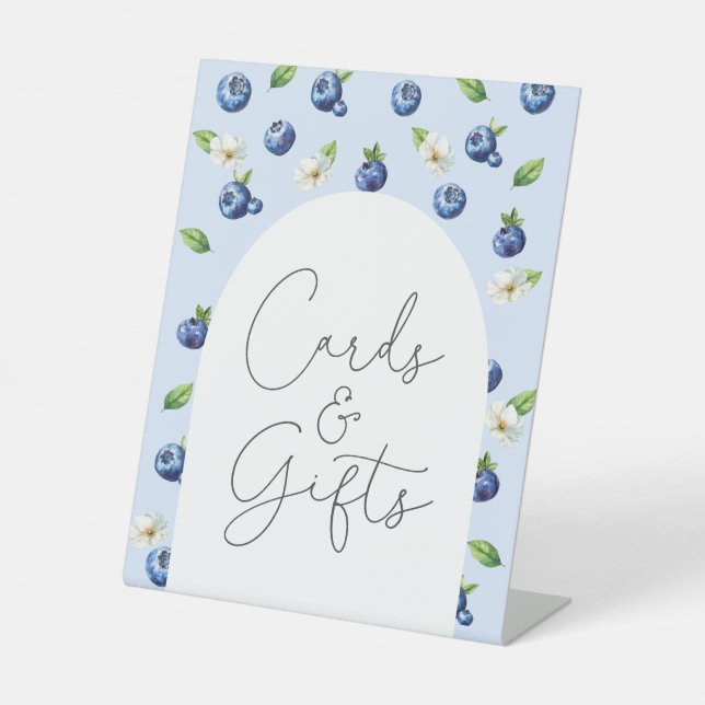 Berry Sweet Baby Shower Blueberry Cards And Gifts Pedestal Sign (Front)