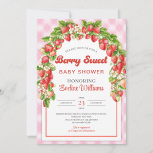 Berry Sweet Baby Shower   Boho Pink Strawberry  Invitation