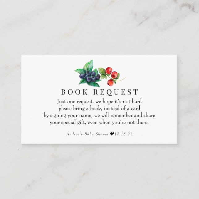 Berry Sweet  Baby Shower Books For Baby Enclosure (Front)