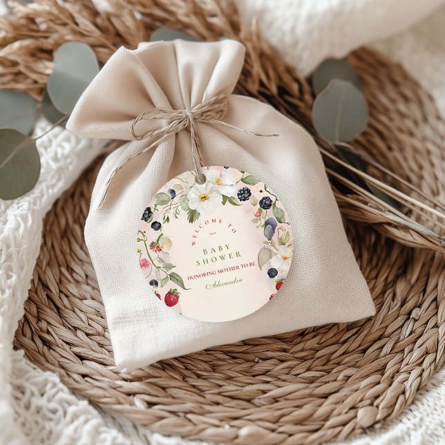  Berry Sweet Baby Shower Classic Round Sticker (Creator Uploaded)
