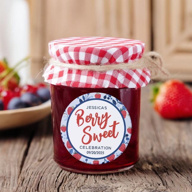 Berry Sweet Baby Shower  Classic Round Sticker (This adorable design is bursting with charm, perfect for a spring or summer party vibe! )