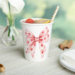 Berry Sweet Baby Shower Coquette Bow  Paper Cups
