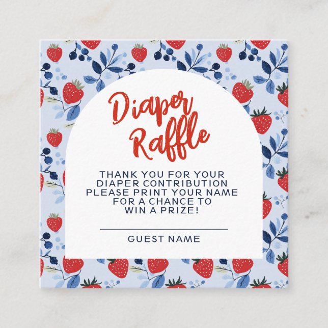 Berry Sweet Baby Shower Diaper Raffle Enclosure Card (Front)