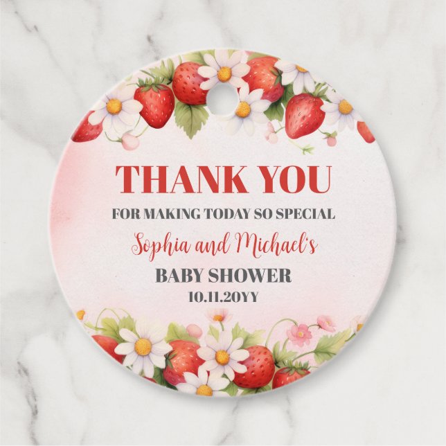 Berry Sweet Baby Shower  Favour Tags (Front)