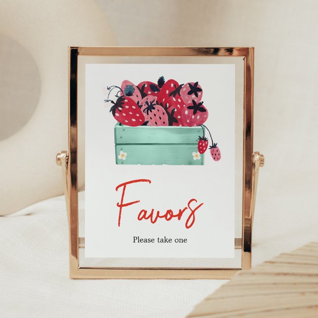 Berry Sweet Baby Shower Favours Poster (Strawberry Baby Shower Favors Sign)