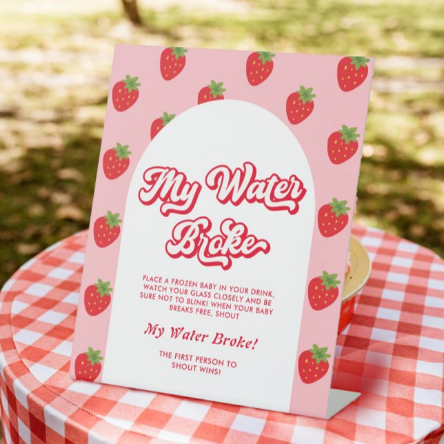 Berry Sweet Baby Shower Game My Water Broke Pedestal Sign (Creator Uploaded)