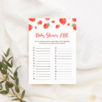 Berry Sweet Baby Shower Games Baby Shower ABC Card