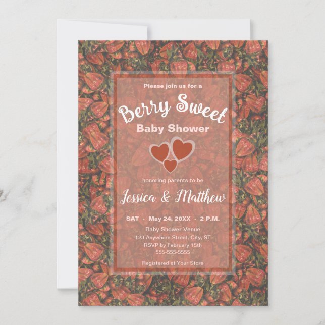 Berry Sweet Baby Shower Invitation - Strawberries (Front)