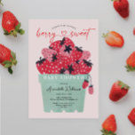 Berry Sweet Baby Shower Invitation Strawberry<br><div class="desc">This berry sweet design features a basket of freshly picked watercolor strawberries in a berry basket. Along with a playful heart script font. Easily change the background colour! See the entire collection for more matching items!</div>