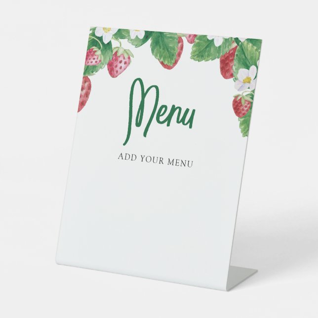Berry Sweet Baby Shower Menu Pedestal Sign (Front)