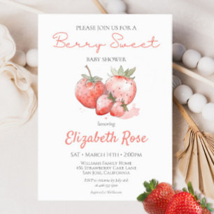 Berry Sweet Baby Shower Minimalist Watercolor Invitation
