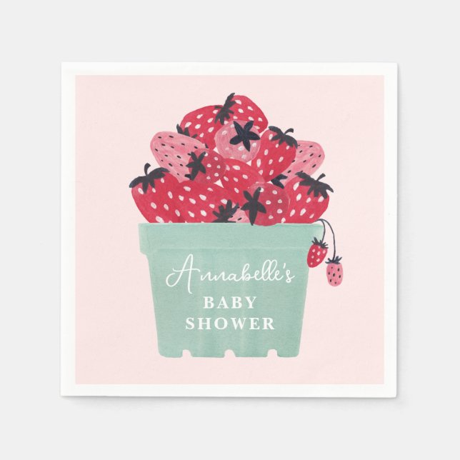 Berry Sweet Baby Shower Napkins Strawberry (Front)