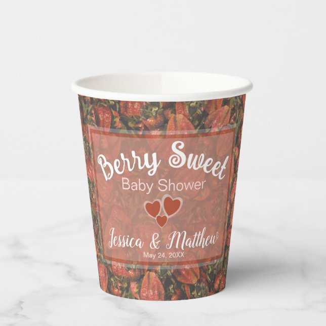 Berry Sweet Baby Shower Paper Cups - Strawberries (Left)