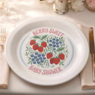 Berry Sweet Baby Shower Paper Plates Strawberry