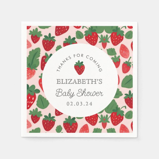 Berry Sweet Baby Shower Picnic  Napkin (Front)
