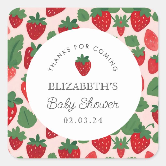Berry Sweet Baby Shower Picnic  Square Sticker (Front)
