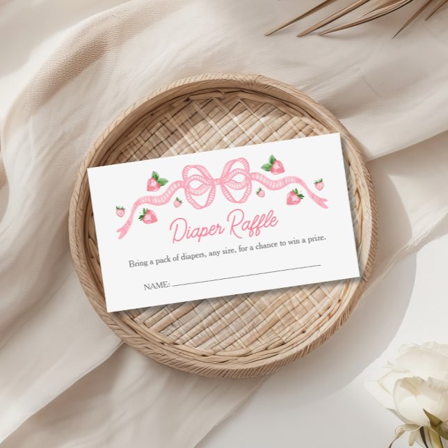 Berry Sweet Baby Shower Pink Bow Diaper Raffle Enclosure Card (Creator Uploaded)