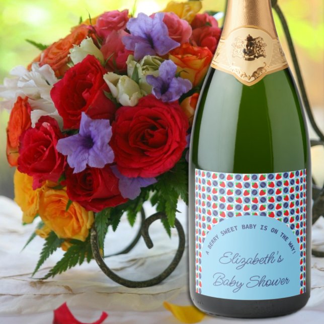 Berry Sweet Baby Shower Sparkling Wine Label (Creator Uploaded)