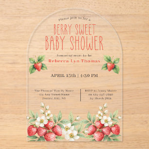 Berry Sweet Baby Shower Strawberries  Acrylic Invitations