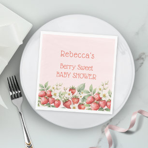Berry Sweet Baby Shower Strawberries Blossom Napkin