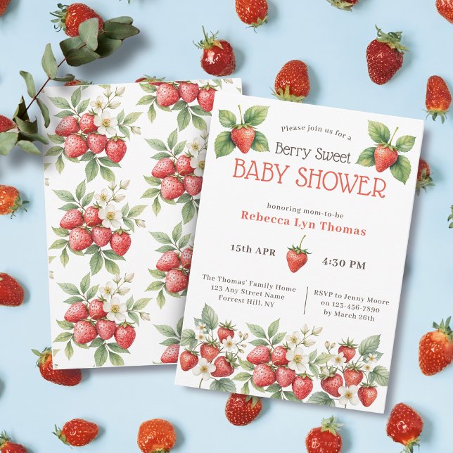 Berry Sweet Baby Shower Strawberries  Invitation (Creator Uploaded)