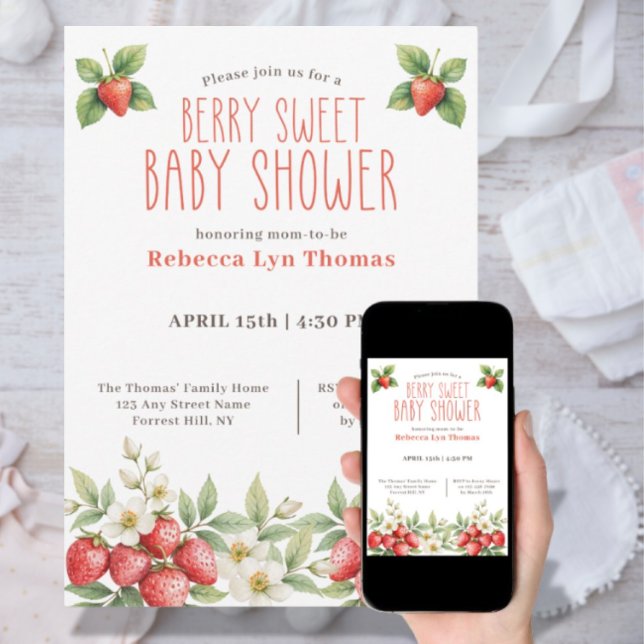 Berry Sweet Baby Shower Strawberries  Invitation (Creator Uploaded)