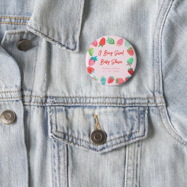 Berry Sweet Baby Shower Strawberry 6 Cm Round Badge (In Situ)
