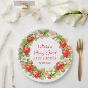 Berry Sweet Baby Shower Strawberry Baby Girl Boy Paper Plate