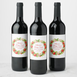Berry Sweet Baby Shower Strawberry Baby Girl Boy Wine Label