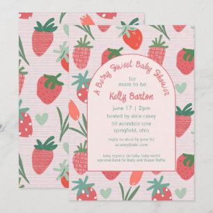 Berry Sweet Baby Shower Strawberry Design Invitation