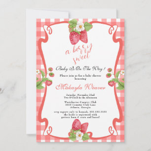 Berry Sweet Baby Shower Strawberry nappe Invitation