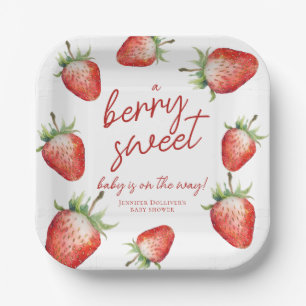Berry Sweet Baby Shower Strawberry Paper Plate
