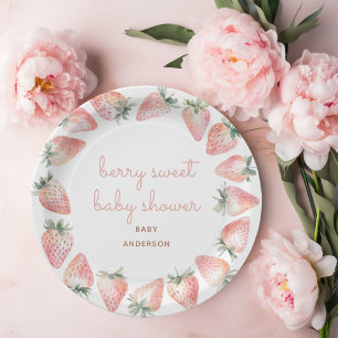 Berry Sweet Baby Shower Strawberry Party Paper Plate
