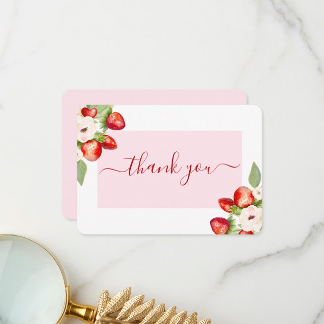 Berry Sweet Baby Shower thank you card (Front/Back In Situ)