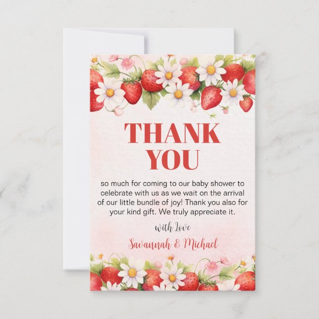 Berry Sweet Baby Shower Thank You Card (Front)