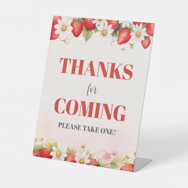 Berry Sweet Baby Shower Thanks for coming Pedestal Sign (Front)