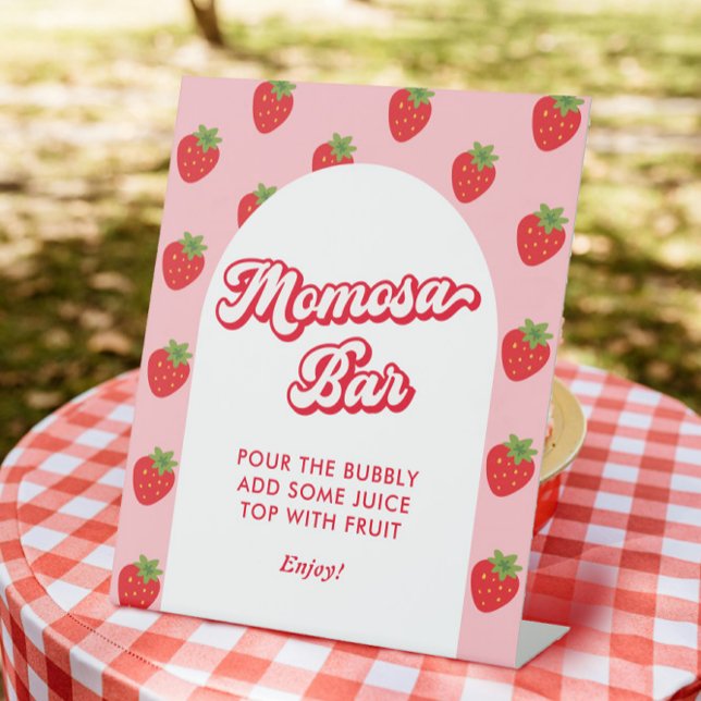 Berry Sweet Baby Shower Theme Momosa Bar Pedestal Sign (Creator Uploaded)