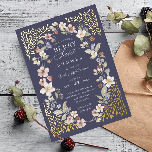 Berry Sweet Baby Shower Wild Berries & Flowers (Berry Sweet Baby Shower Wild Berries & Flowers Foil Invitation)