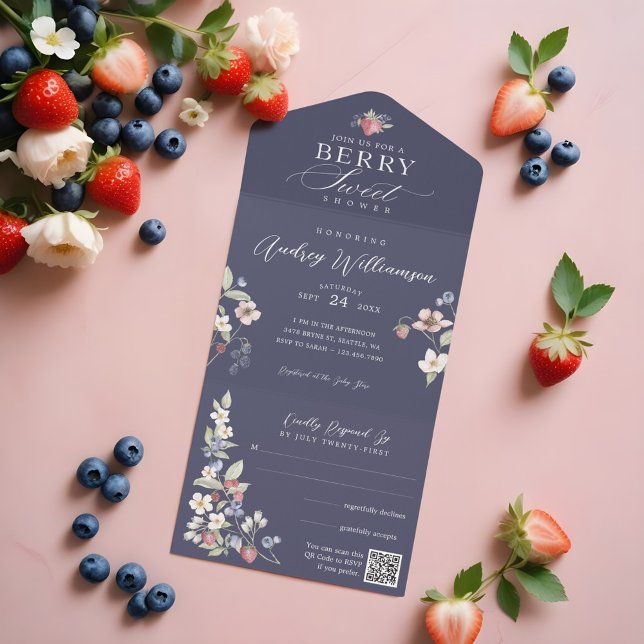 Berry Sweet Baby Shower Wild Berries & Flowers All In One Invitation (Berry Sweet Baby Shower Wild Berries & Flowers All In One Invitation)