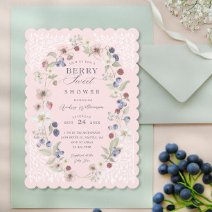 Berry Sweet Baby Shower Wild Berries & Flowers Invitation