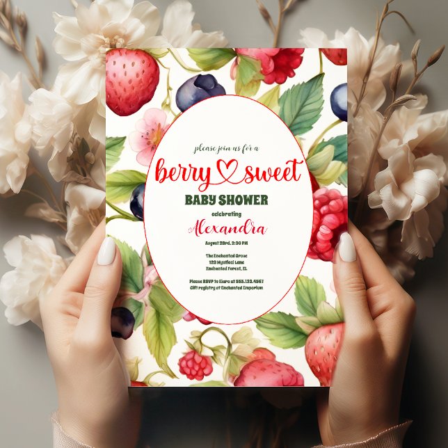 Berry Sweet Baby Shower Wild Berries & Flowers Invitation (Creator Uploaded)