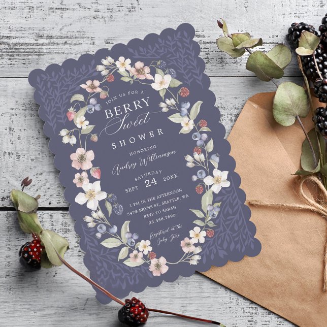 Berry Sweet Baby Shower Wild Berries & Flowers Invitation (Berry Sweet Baby Shower Wild Berries & Flowers Invitation)